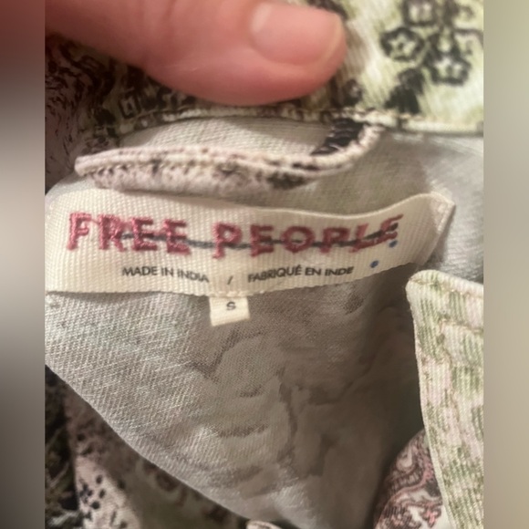 Free People Nadia Moto Jacket Pierced Mix Print Paisley Sage Pink Black - Picture 12 of 12